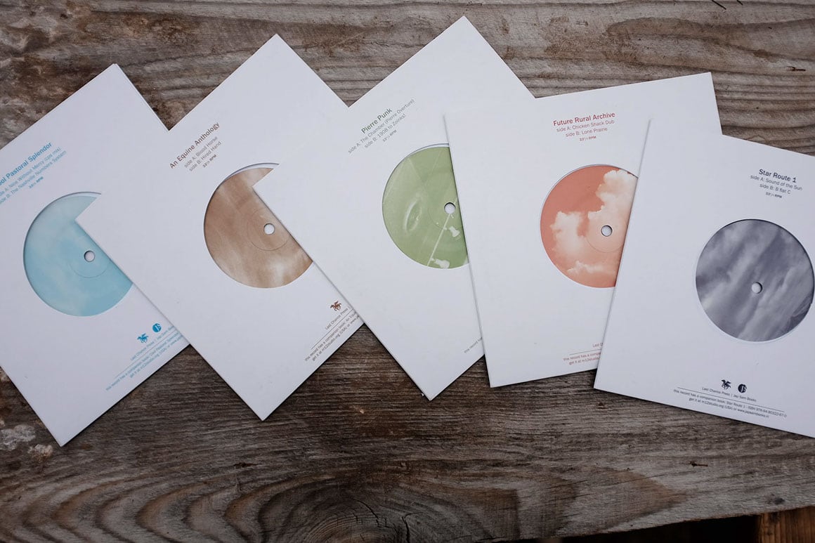Spread of Center Pivot Library vinyl records